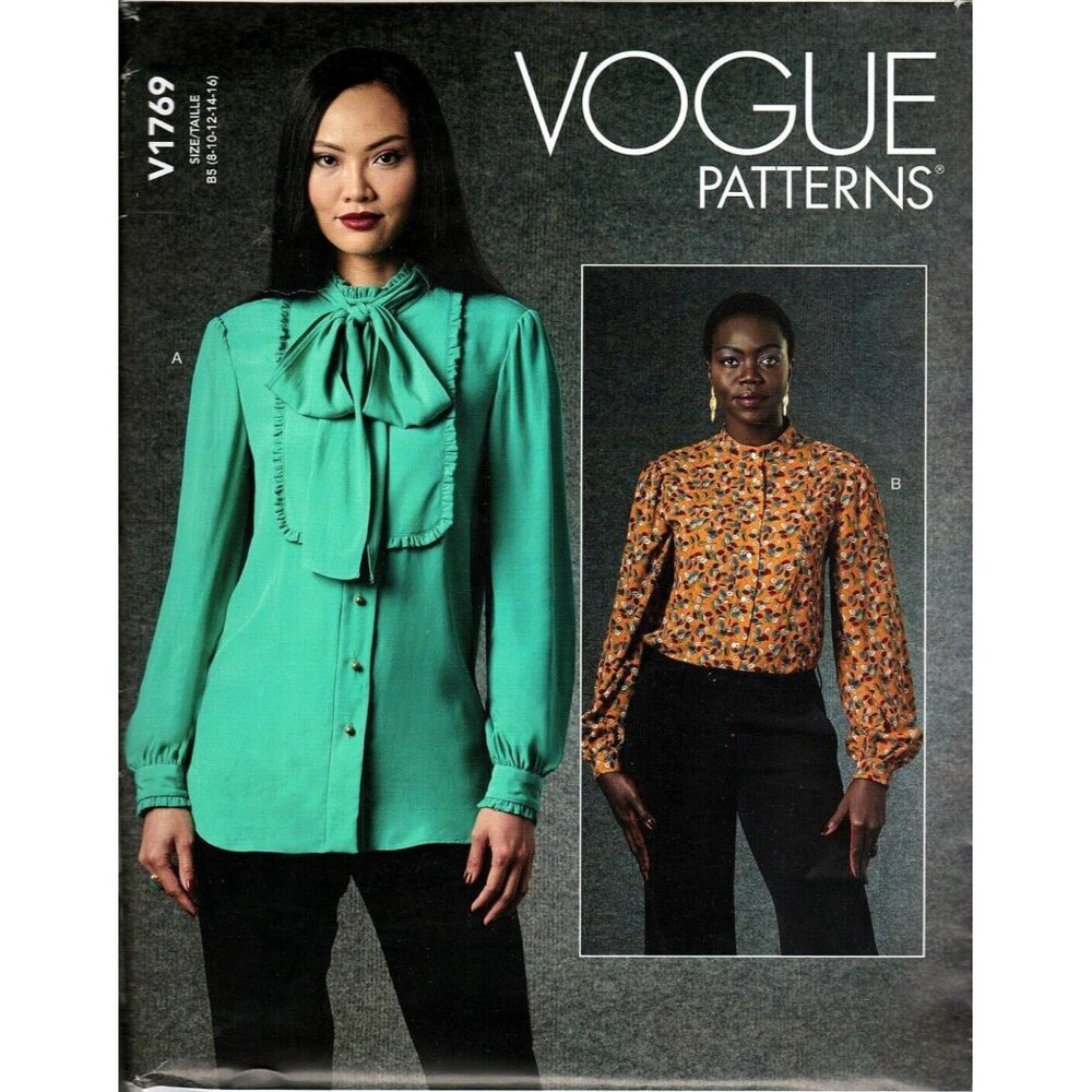 Vogue V1769 Misses 8 to 16 Embellished Button Up Blouse Uncut Sewing Pattern